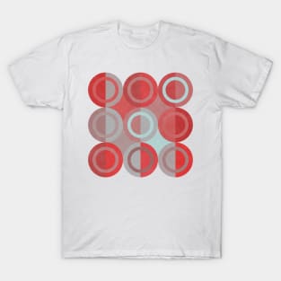 Geometric Shapes Grey Red Circles T-Shirt